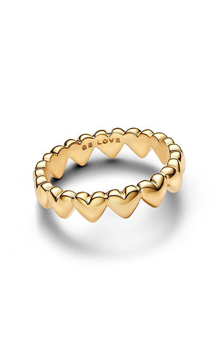 Pandora Moments Row of Hearts Ring Size 4.5