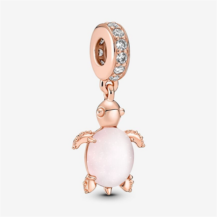Pandora Moments Murano Glass Pink Sea Turtle Dangle Charm