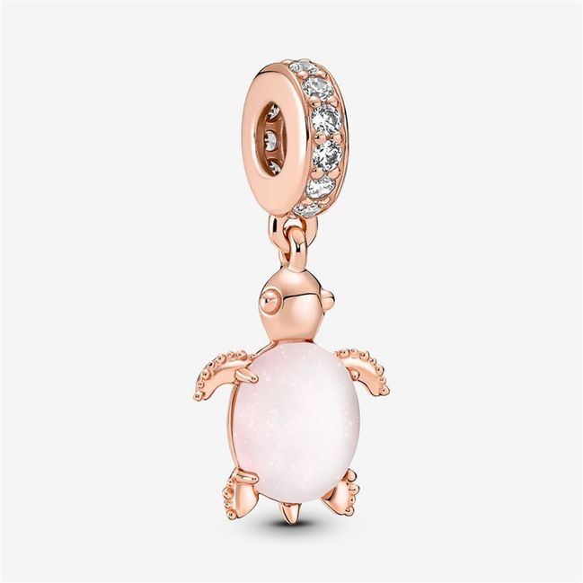 Pandora Moments Murano Glass Pink Sea Turtle Dangle Charm