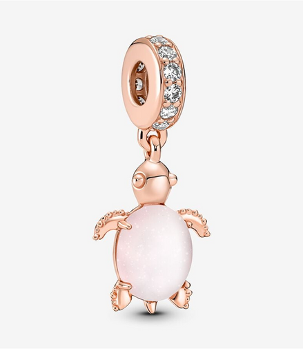 Pandora Moments Murano Glass Pink Sea Turtle Dangle Charm