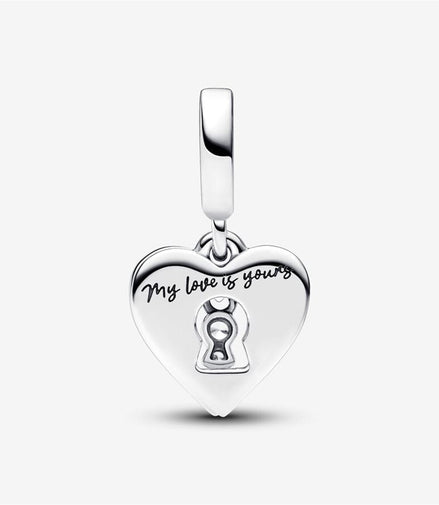 Pandora Moments Red Heart And Keyhole Double Dangle Charm