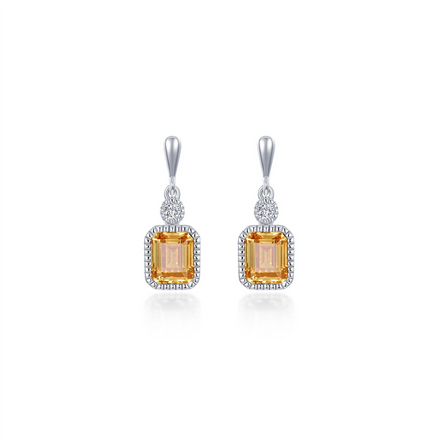 Lafonn 1.82 CTW Simulated Diamond and Yellow Topaz November Birthstone Dangle Earrings