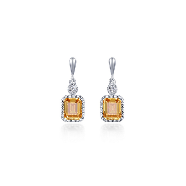 Lafonn 1.82 CTW Simulated Diamond and Yellow Topaz November Birthstone Dangle Earrings
