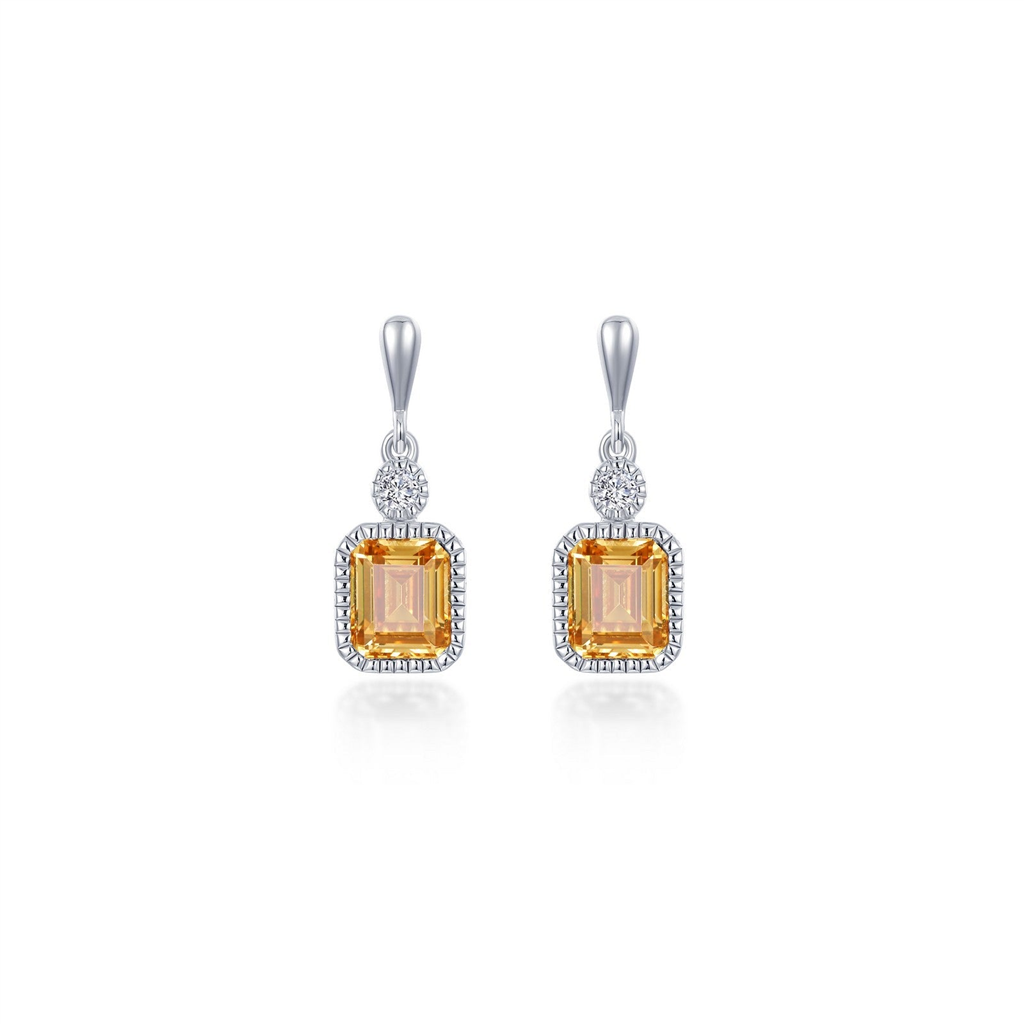 Lafonn 1.82 CTW Simulated Diamond and Yellow Topaz November Birthstone Dangle Earrings