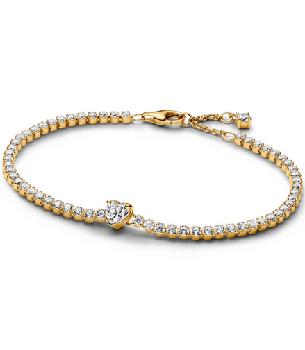 Pandora Timeless Sparkling Heart Tennis Bracelet Size 20