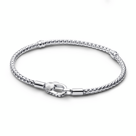 Pandora Moments Studded Clasp And Chain Bracelet Size 19