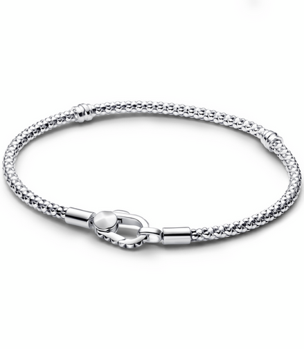 Pandora Moments Studded Clasp And Chain Bracelet Size 19