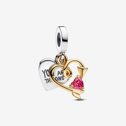 Pandora Moments Engravable Heart And Arrow Double Dangle Charm