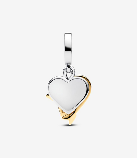 Pandora Moments Engravable Heart And Arrow Double Dangle Charm