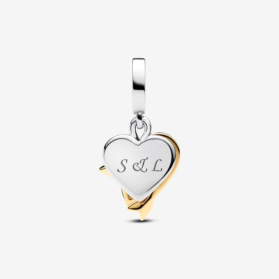Pandora Moments Engravable Heart And Arrow Double Dangle Charm