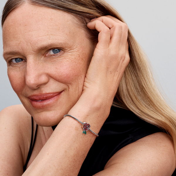 Pandora Moments Sparkling Rose in Bloom Charm