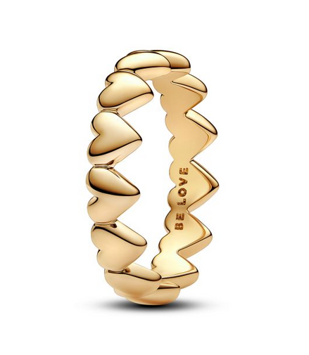 Pandora Moments Row of Hearts Gold-Plated Ring Size 6