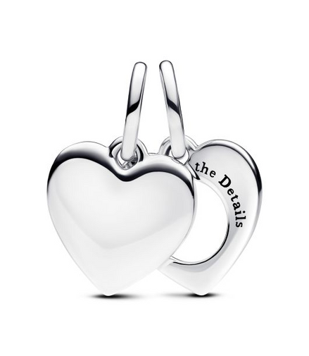 Pandora Moments Engravable Heart Magnifying Glass Double Dangle Charm