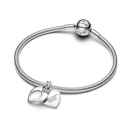 Pandora Moments Engravable Heart Magnifying Glass Double Dangle Charm