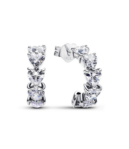 Pandora Timeless Sparkling Hearts Open Hoop Earrings
