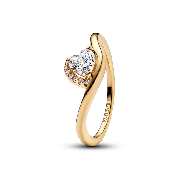 Pandora Timeless Gold Plated Wavy Heart Ring Size 6