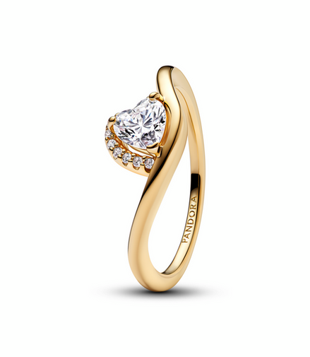 Pandora Timeless Gold Plated Wavy Heart Ring Size 6
