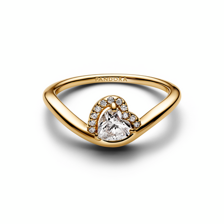 Pandora Timeless Gold Plated Wavy Heart Ring Size 6