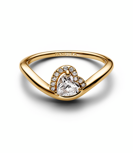 Pandora Timeless Gold Plated Wavy Heart Ring Size 6