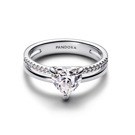 Pandora Timeless Double Band Heart Ring Size 7