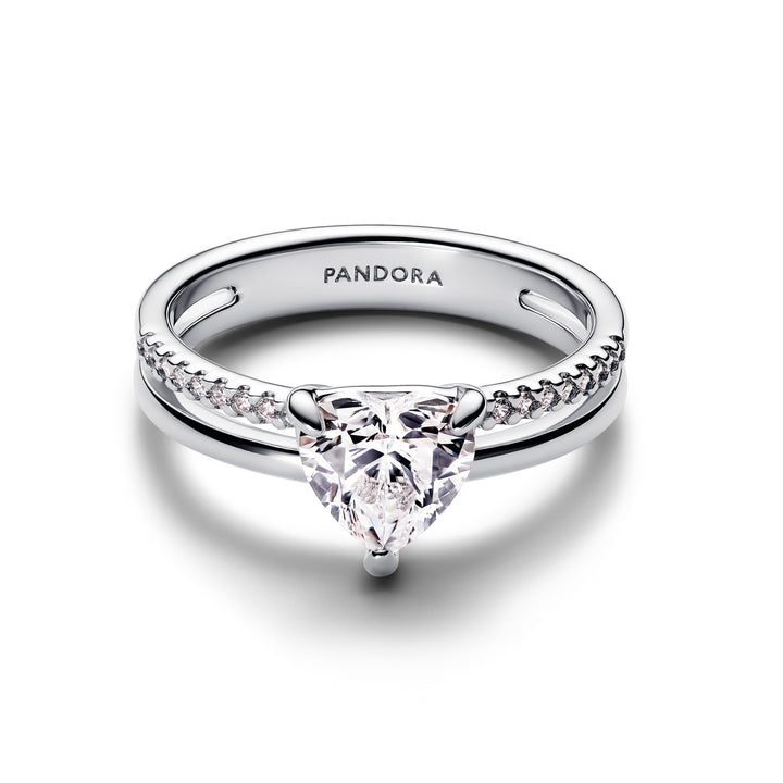 Pandora Timeless Double Band Heart Ring Size 7