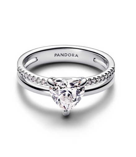 Pandora Timeless Double Band Heart Ring Size 7