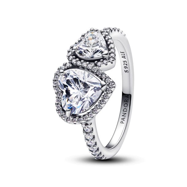 Pandora Timeless Sparkling Halo Hearts Ring Size 7