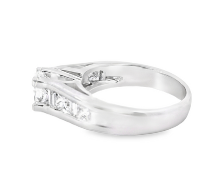 18K White Gold 1.30 CTW Diamond Princess Cut And Baguette Engagement Ring
