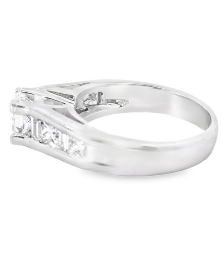 18K White Gold 1.30 CTW Diamond Princess Cut And Baguette Engagement Ring