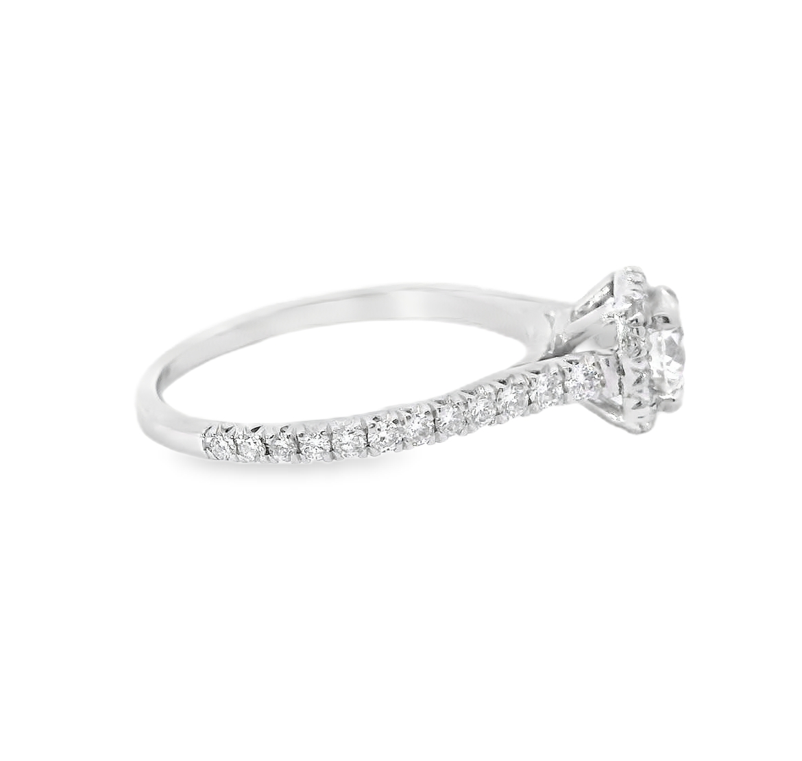 14K White Gold And 0.93 CTW Diamond Halo Engagement Ring