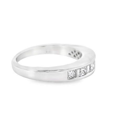 14K White Gold 0.55 CTW Princess And Baguette Diamond Band