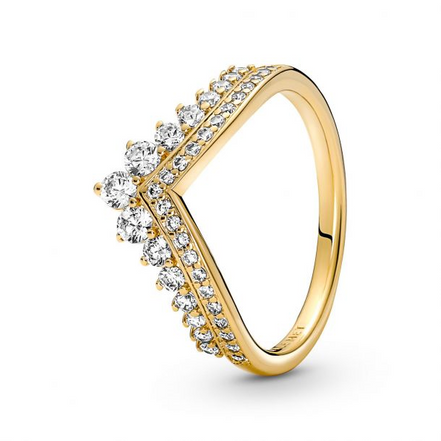 Pandora Timeless 14K Gold-Plated Wish Tiara Ring Size 7