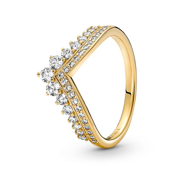 Pandora Timeless 14K Gold-Plated Wish Tiara Ring Size 7
