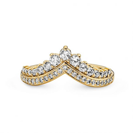 Pandora Timeless 14K Gold-Plated Wish Tiara Ring Size 7
