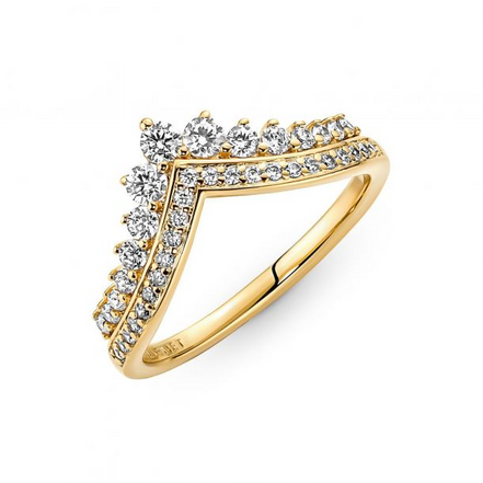 Pandora Timeless 14K Gold-Plated Wish Tiara Ring Size 7