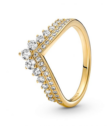 Pandora Timeless Gold Plated Wish Tiara Ring Size 8.5