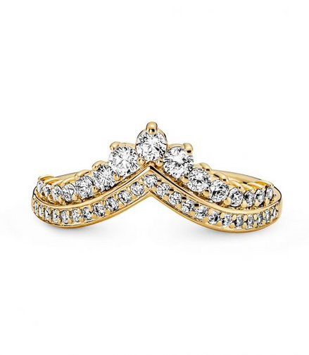 Pandora Timeless Gold Plated Wish Tiara Ring Size 8.5