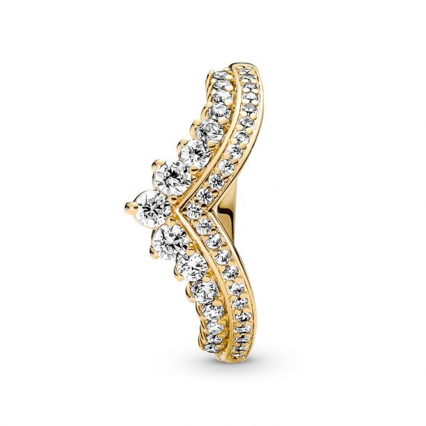 Pandora Timeless Gold Plated Wish Tiara Ring Size 8.5
