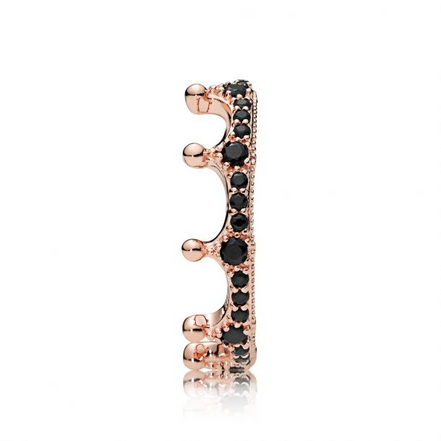 Pandora Rose Enchanted Crown Ring Black Crystal Size 5