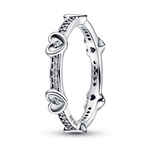Pandora Moments Radiant Sparkling Hearts Ring Size 7.5