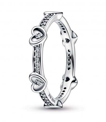 Pandora Moments Radiant Sparkling Hearts Ring Size 7.5