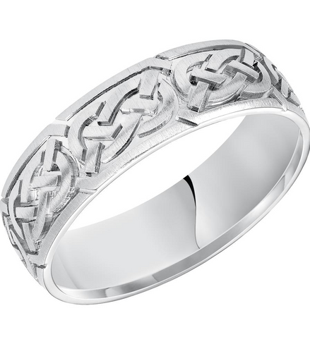 Frederick Goldman 14K White Gold  Celtic Comfort Fit Wedding Band Size 10