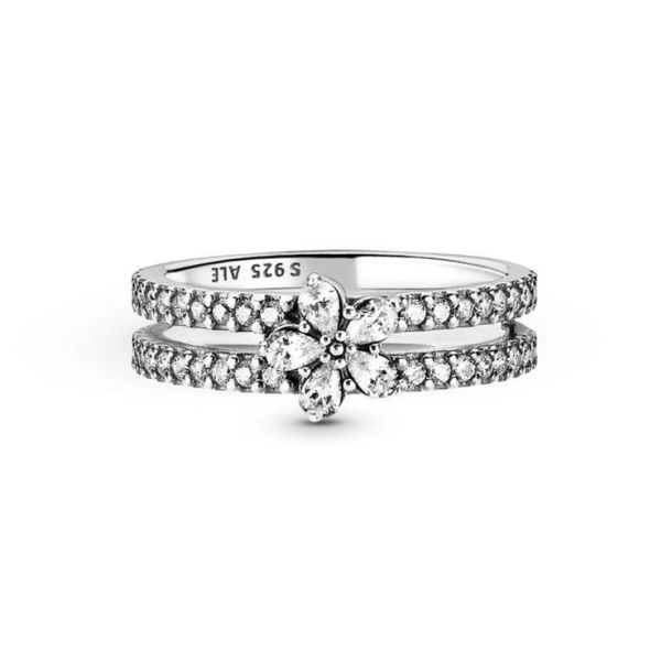 Pandora Timeless Sparkling Snowflake Double Ring Size 8.5