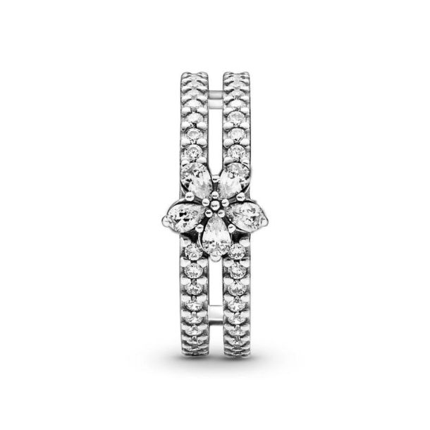 Pandora Timeless Sparkling Snowflake Double Ring Size 8.5