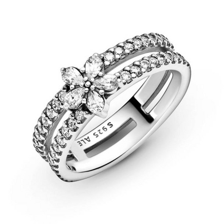 Pandora Timeless Sparkling Snowflake Double Ring Size 8.5