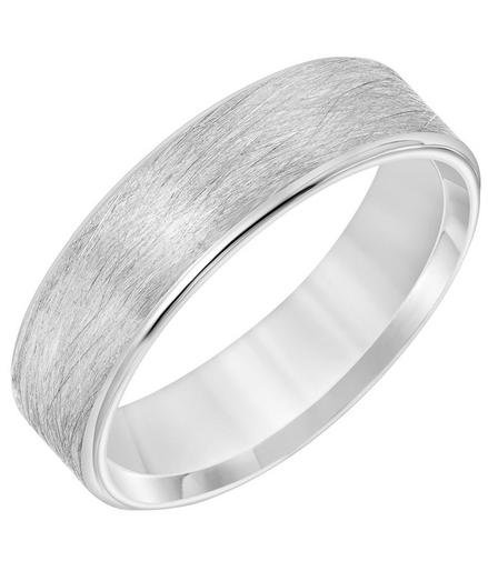 Frederick Goldman Men's 14k White Gold Wire Finish Wedding Band