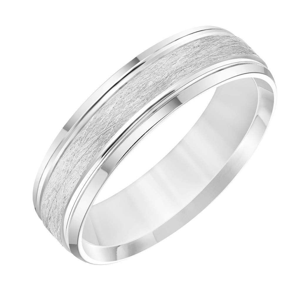 Men's 14k White Gold Wire and Bevel Edge Wedding Band