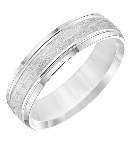 Men's 14k White Gold Wire and Bevel Edge Wedding Band
