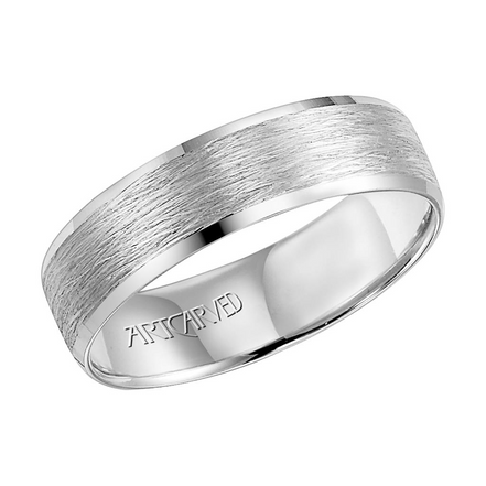 Frederick Goldman 14K White Gold Engraved Wedding Band Size 11