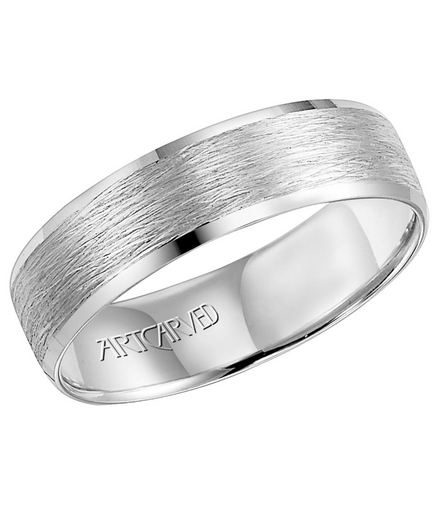 Frederick Goldman 14K White Gold Engraved Wedding Band Size 11